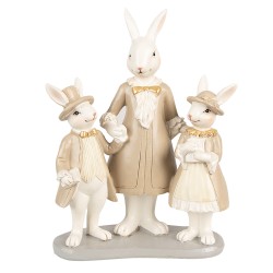 Clayre & Eef Figurine Lapin 21 cm Blanc Marron Polyrésine