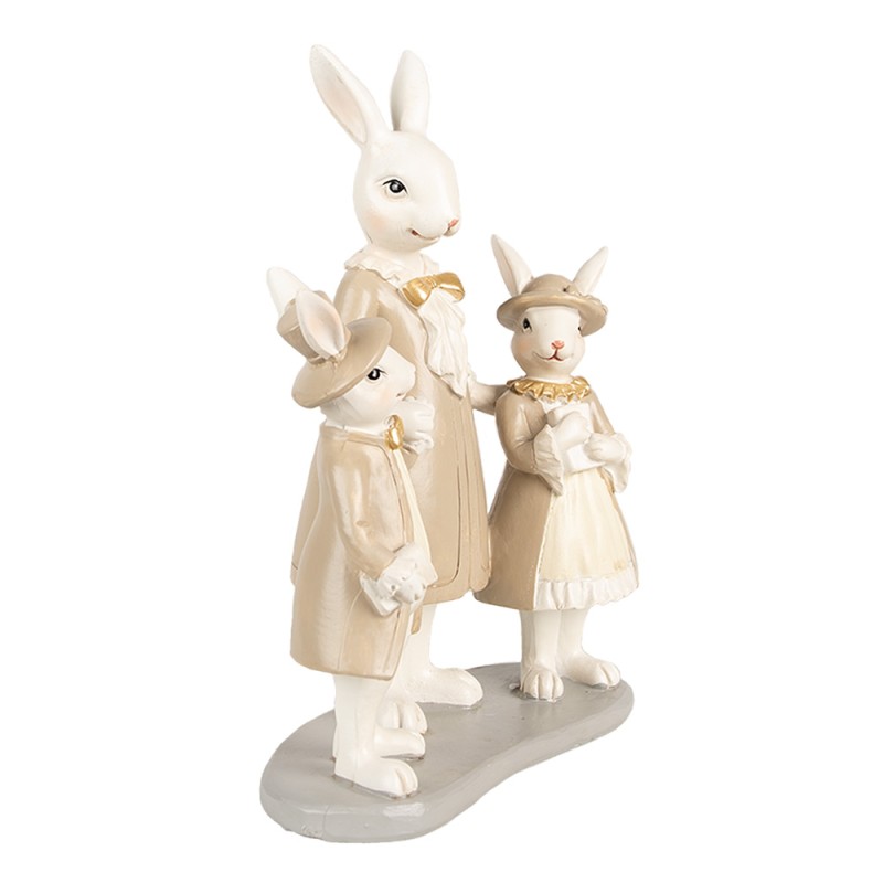 Clayre & Eef Figurine Lapin 21 cm Blanc Marron Polyrésine