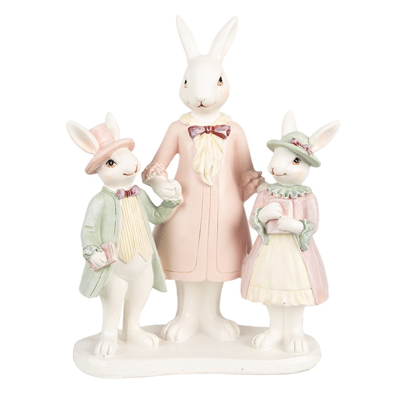 Clayre & Eef Figurine Rabbit 21 cm White Pink Polyresin