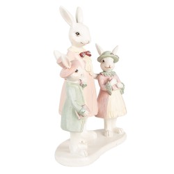 Clayre & Eef Figur Kaninchen 21 cm Weiß Rosa Polyresin