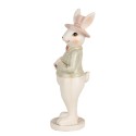 Clayre & Eef Statuetta Coniglio 15 cm Bianco Verde  Poliresina