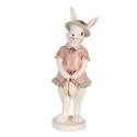 Clayre & Eef Figurine Lapin 15 cm Blanc Rose Polyrésine