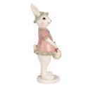 Clayre & Eef Figurine Lapin 15 cm Blanc Rose Polyrésine