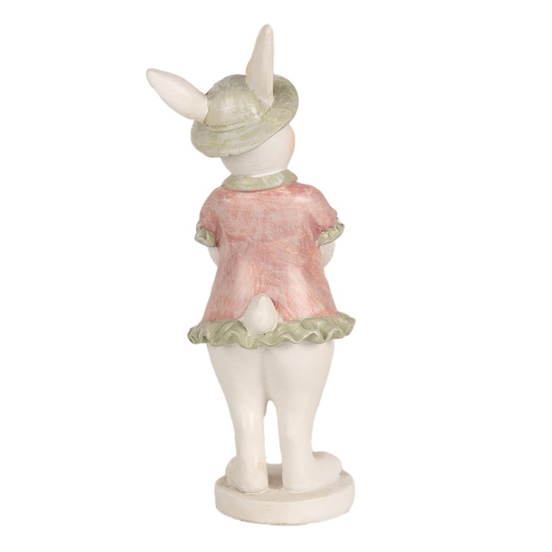 Clayre & Eef Figurine Lapin 15 cm Blanc Rose Polyrésine