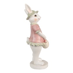 Clayre & Eef Figur Kaninchen 26 cm Weiß Rosa Polyresin