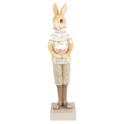 Clayre & Eef Figurine Rabbit 28 cm Brown Green Polyresin