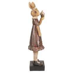 Clayre & Eef Figurine Lapin 28 cm Marron Polyrésine