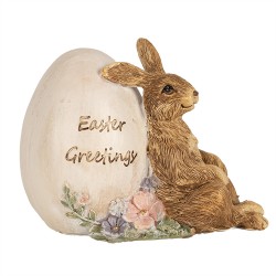 Clayre & Eef Figurine Lapin 12x7x9 cm Marron Polyrésine Easter Greetings