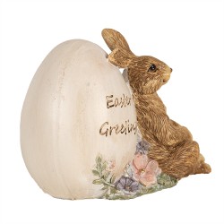 Clayre & Eef Figurine Lapin 12x7x9 cm Marron Polyrésine Easter Greetings