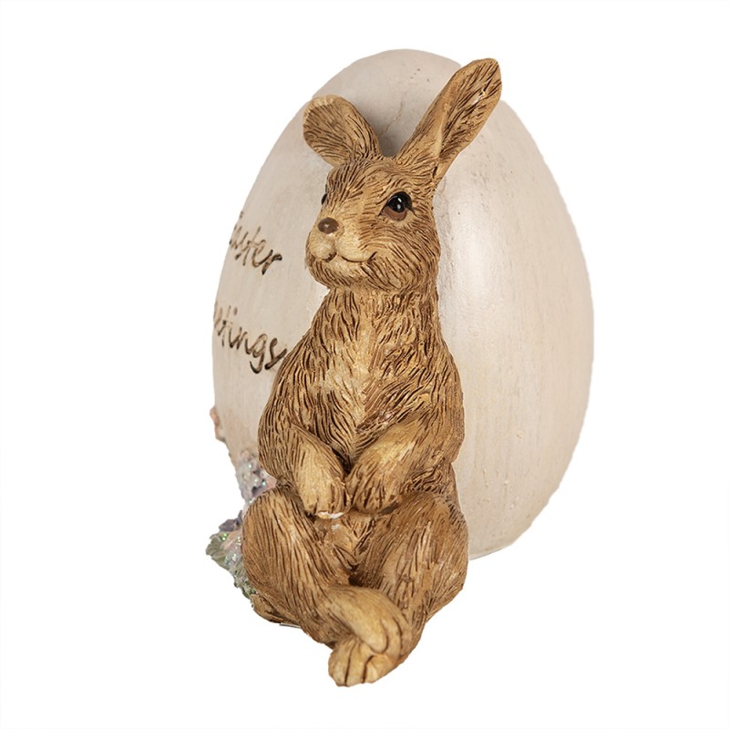 Clayre & Eef Beeld Konijn 12x7x9 cm Bruin Polyresin Easter Greetings