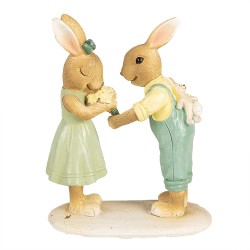 Clayre & Eef Figurine Rabbit 14 cm Brown Green Polyresin