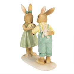 Clayre & Eef Figurine Lapin 14 cm Marron Vert Polyrésine