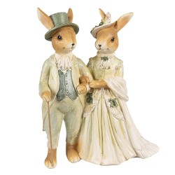 Clayre & Eef Figurine Rabbit 21 cm Brown Green Polyresin