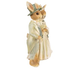 Clayre & Eef Figurine Rabbit 21 cm Brown Green Polyresin