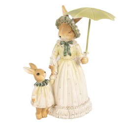 Clayre & Eef Figurine Rabbit 21 cm Brown Green Polyresin