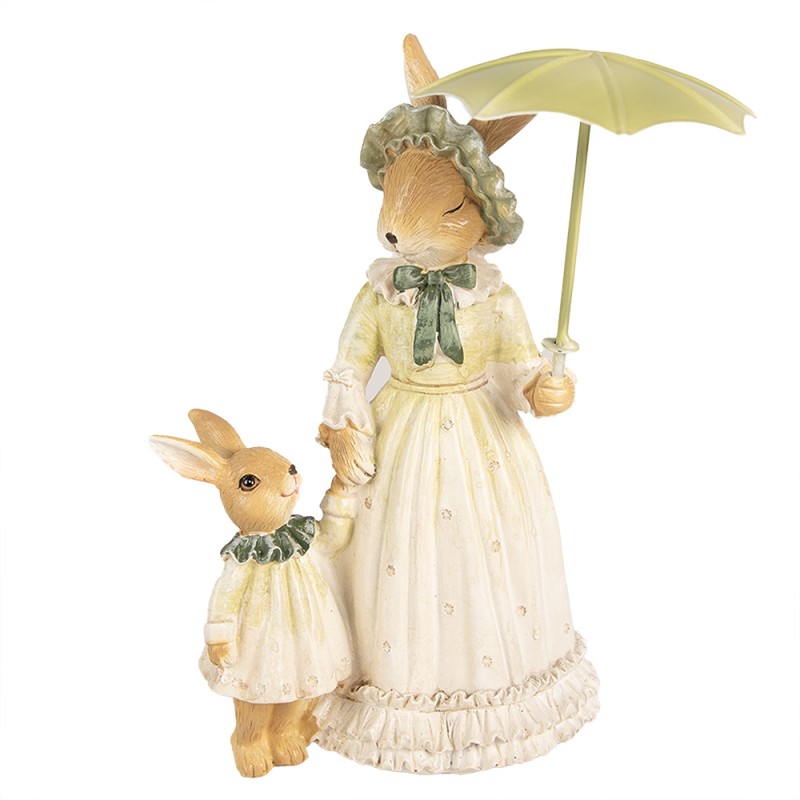 Clayre & Eef Figurine Lapin 21 cm Marron Vert Polyrésine