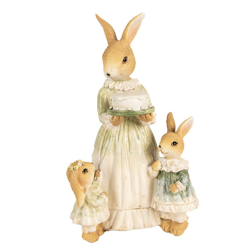 Clayre & Eef Figurine Lapin 21 cm Marron Vert Polyrésine