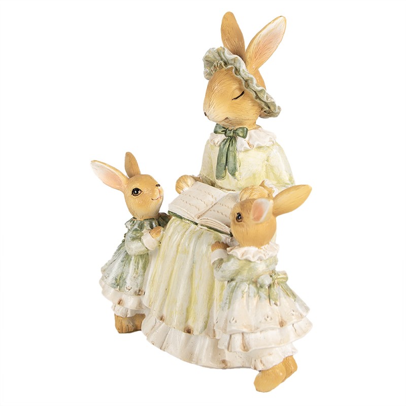 Clayre & Eef Figurine Lapin 19 cm Marron Vert Polyrésine