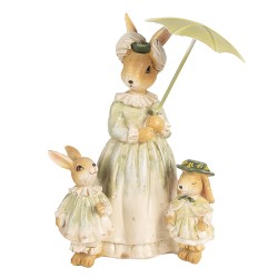 Clayre & Eef Figurine Lapin 21 cm Marron Vert Polyrésine