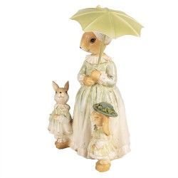 Clayre & Eef Figurine Lapin 21 cm Marron Vert Polyrésine