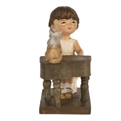 Clayre & Eef Beeld Meisje 10 cm Bruin Polyresin