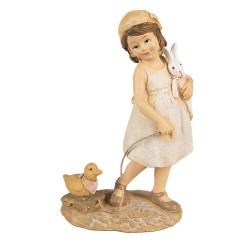 Clayre & Eef Statuetta Ragazza 15 cm Beige Poliresina