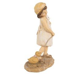 Clayre & Eef Beeld Meisje 15 cm Beige Polyresin