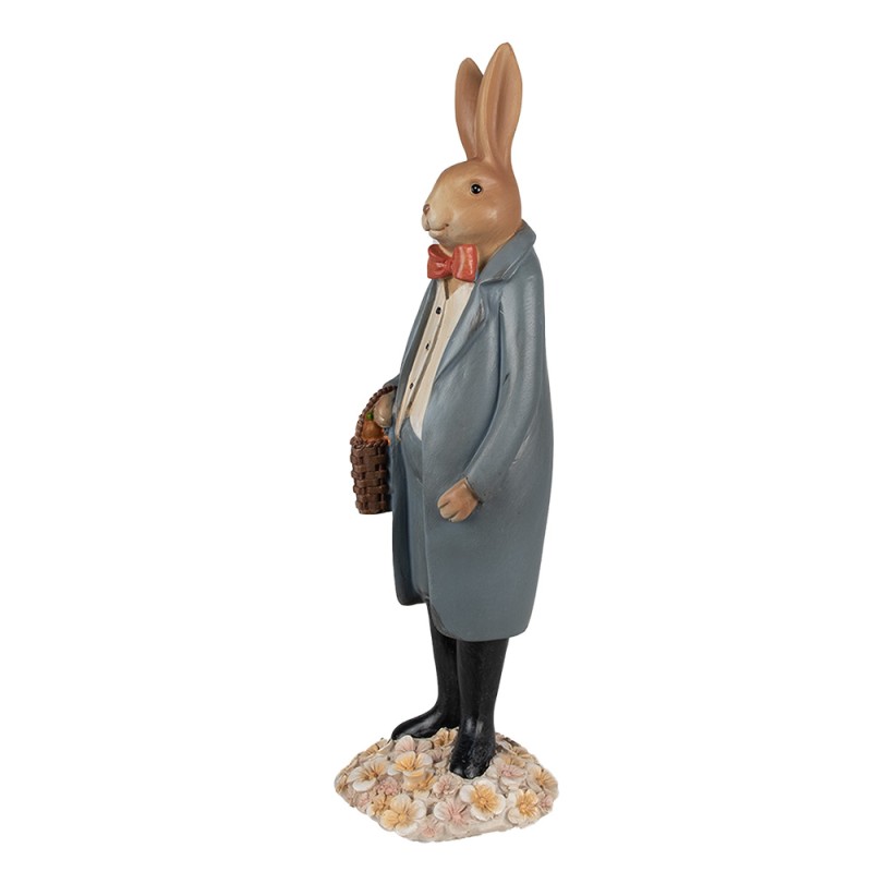 Clayre & Eef Figurine Lapin 34 cm Marron Bleu Polyrésine