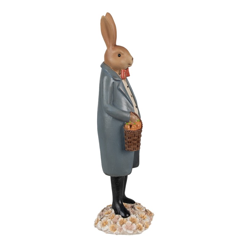 Clayre & Eef Figurine Lapin 34 cm Marron Bleu Polyrésine