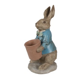 Clayre & Eef Figur Kaninchen 46 cm Braun Blau Polyresin