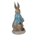 Clayre & Eef Figurine Lapin 46 cm Marron Bleu Polyrésine