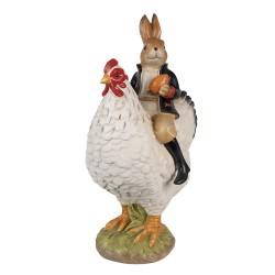 Clayre & Eef Figurine Chicken 35 cm White Polyresin