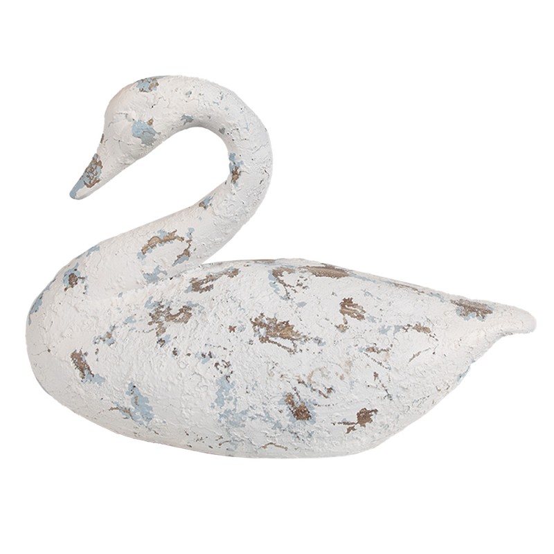 Clayre & Eef Decorative Figurine Swan 32x14x22 cm White Brown Polyresin