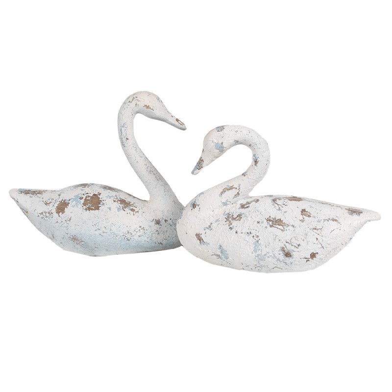 Clayre & Eef Decorative Figurine Swan 32x14x22 cm White Brown Polyresin