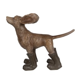 Clayre & Eef Decoratie Beeld Hond 29x10x23 cm Bruin Groen Polyresin