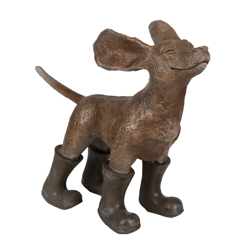 Clayre & Eef Decoratie Beeld Hond 29x10x23 cm Bruin Groen Polyresin