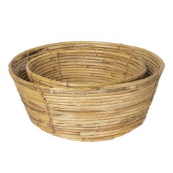 Clayre & Eef Cesto per riporre set di 2 Ø 47x19 cm Beige Rattan  Rettangolo