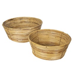 Clayre & Eef Storage Basket Set of 2 Ø 47x19 cm Beige Rattan Rectangle