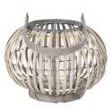 Clayre & Eef Wind Light Ø 28x20 cm Grey Wood Glass Round