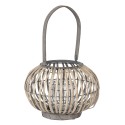 Clayre & Eef Wind Light Ø 28x20 cm Grey Wood Glass Round