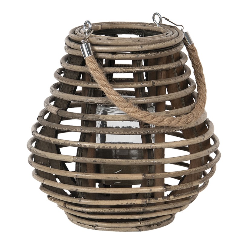 Clayre & Eef Wind Light Ø 23x23 cm Brown Wood Round