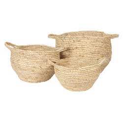 Clayre & Eef Opbergmand Set van 3  Ø 30 Ø 25 Ø 20 cm Beige Zeegras Rond