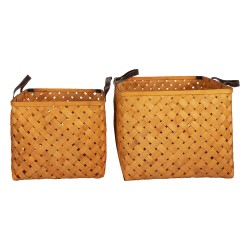 Clayre & Eef Storage Basket Set of 2 30x30x26 cm Brown Rattan Square