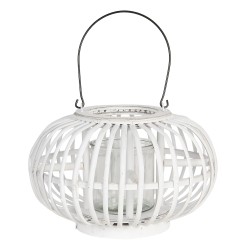 Clayre & Eef Wind Light Ø 34x21 cm White Wood Glass Round