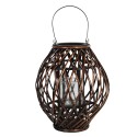 Clayre & Eef Windlicht  Ø 34x41 cm Bruin Hout Glas Rond