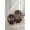 Clayre & Eef Wind Light Ø 34x41 cm Brown Wood Glass Round