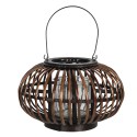 Clayre & Eef Wind Light Ø 34x21 cm Brown Wood Glass Round