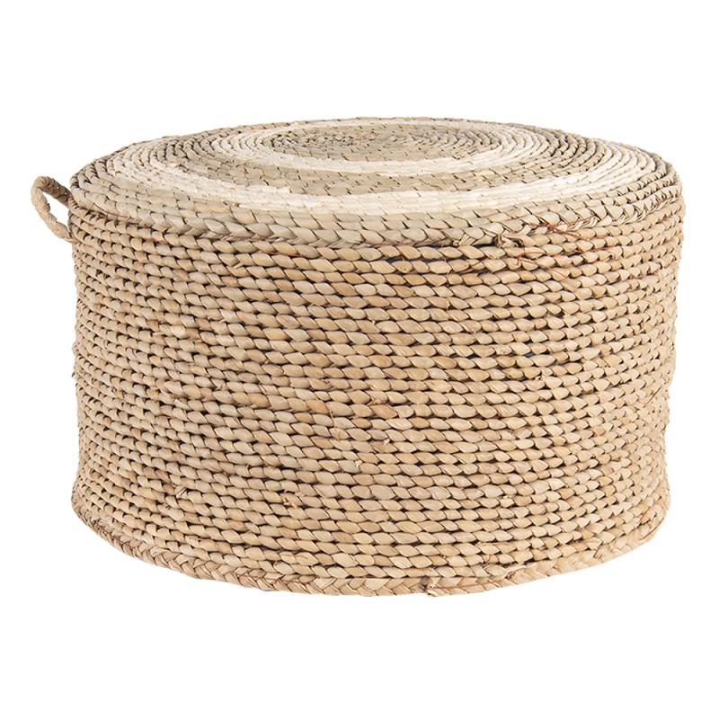 Clayre & Eef Poef  Ø 40x23 cm Bruin Stro Rond