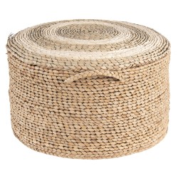 Clayre & Eef Pouf Ø 40x23 cm Brown Straw Round