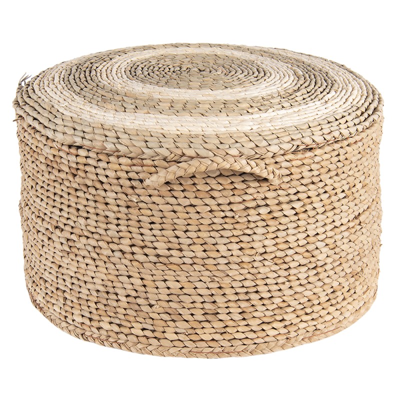 Clayre & Eef Pouf Ø 40x23 cm Marrone Paglia Rotondo